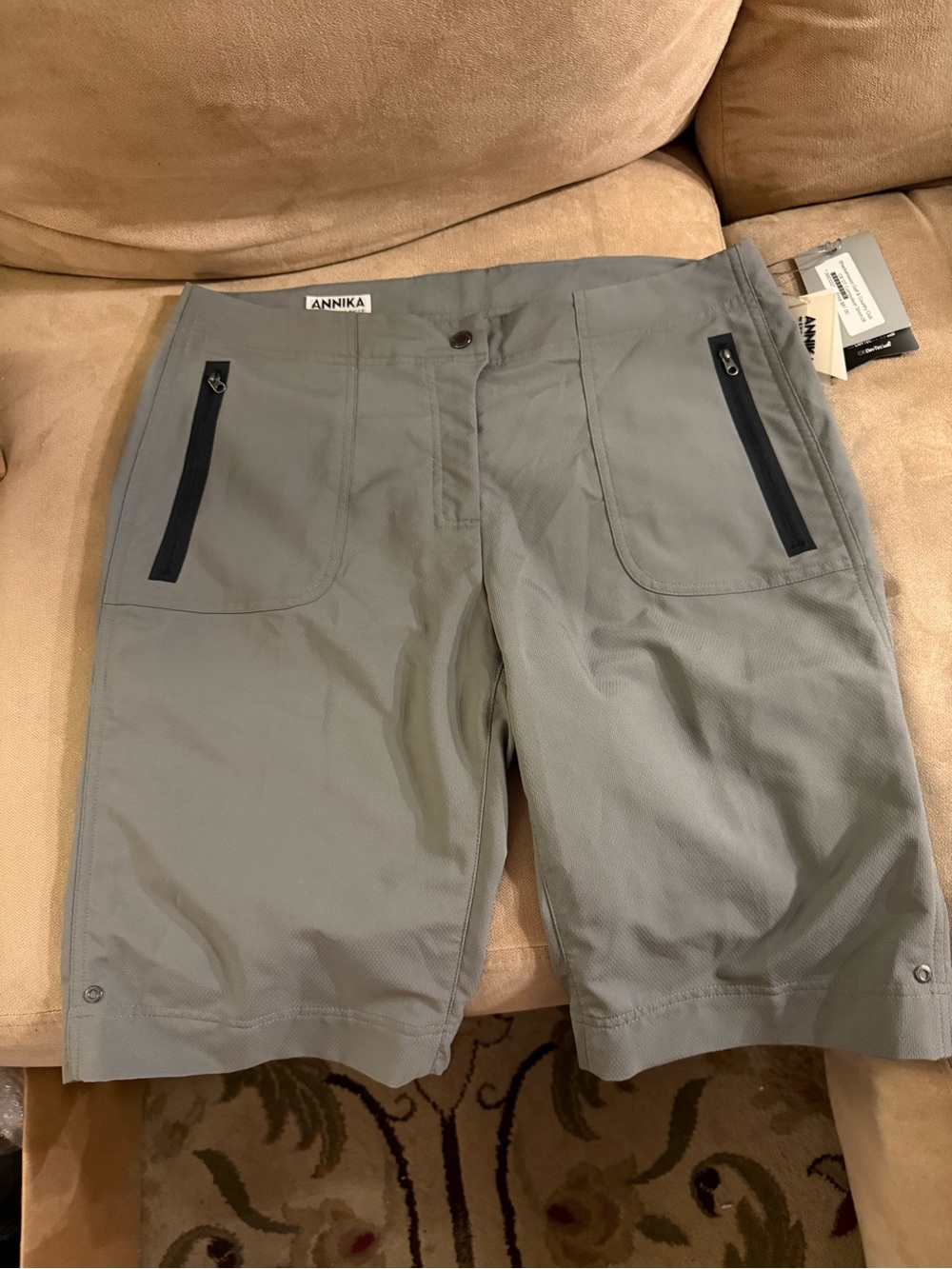 Light kaki  Women's Athletic Zip-Pocket Shorts